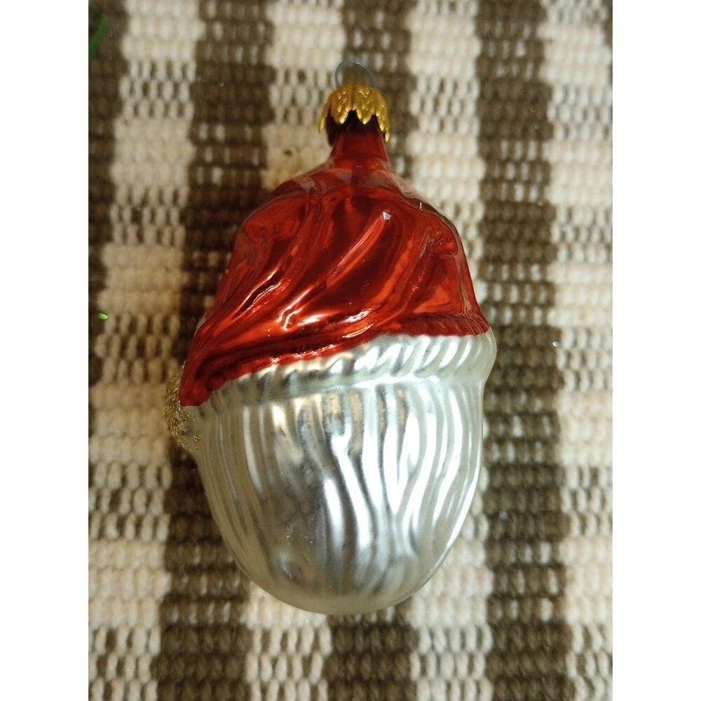 Vintage Blown Glass Santa Face Christmas Ornament Holiday Decor Columbia